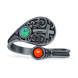 Adjustable Floral Cross Ring