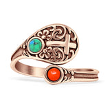 Adjustable Floral Cross Ring