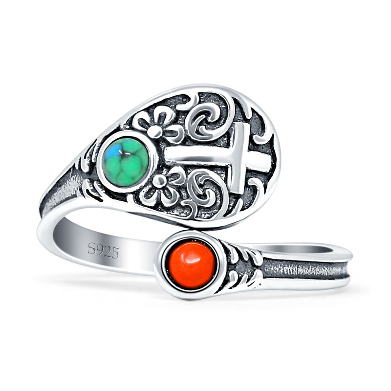 Adjustable Floral Cross Ring