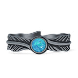 Round BlueOpal Feather Ring