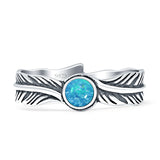 Round BlueOpal Feather Ring