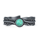 Round Turquoise Feather Ring