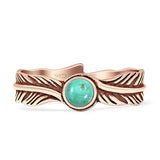 Round Turquoise Feather Ring