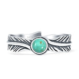 Round Turquoise Feather Ring