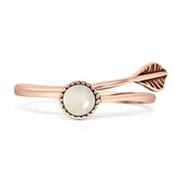 Round 10mm Moonstone Twisted Rope Feather Ring Oxidized 925 Sterling Silver