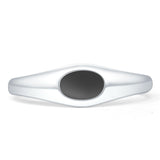 Oval 6mm Black Agate Signet Bold Ring Solitaire 925 Sterling Silver
