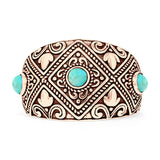 Round 14mm Filigree Weave Bali Turquoise Ring Oxidized 925 Sterling Silver
