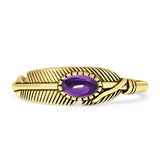 Oval Amethyst CZ Feather Rings 5.4mm Oxidized Beaded 925 Sterling Silver
