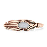 Oval Moonstone Feather Rings 5.4mm Oxidized Beaded 925 Sterling Silver