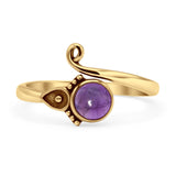 Minimalist 11.5mm Round Amethyst CZ Beaded Ring 925 Sterling Silver