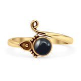 Minimalist 11.5mm Round Black Agate Beaded Ring 925 Sterling Silver