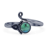 Minimalist 11.5mm Round Turquoise Beaded Ring 925 Sterling Silver