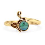 Minimalist 11.5mm Round Turquoise Beaded Ring 925 Sterling Silver