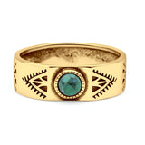 Minimalist 6mm Round Turquoise Tribal Band Oxidized Ring 925 Sterling Silver
