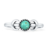 Minimalist 6mm Round Turquoise Moon Ring Oxidized 925 Sterling Silver