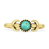 Minimalist 6mm Round Turquoise Moon Ring Oxidized 925 Sterling Silver
