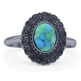 Minimalist 14.5mm Oval Turquoise Cocktail Ring 925 Sterling Silver