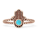 Hamsa Hand Ring 11.7mm Twisted Rope Turquoise Oxidized 925 Sterling Silver