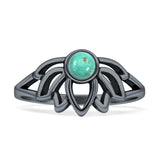 Round Turquoise Lotus Ring