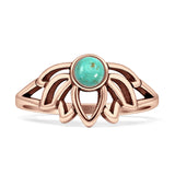 Round Turquoise Lotus Ring