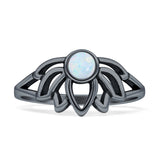 Round White Opal Lotus Ring