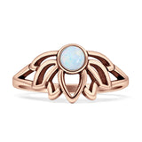 Round White Opal Lotus Ring