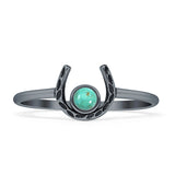 Round Turquoise Horseshoe Ring