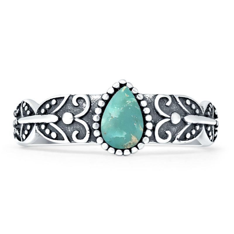 Pear Teardrop Butterfly Ring