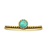 Minimalist 5.6mm Round Turquoise Oxidized Bobble Ring 925 Sterling Silver