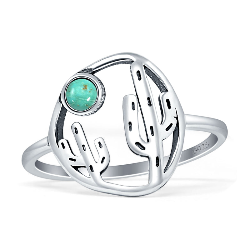 Oxidized Cactus Ring