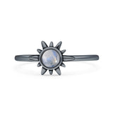 Minimalist 7.4mm Moonstone Ring 925 Sterling Silver