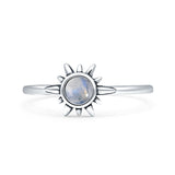 Minimalist 7.4mm Moonstone Ring 925 Sterling Silver