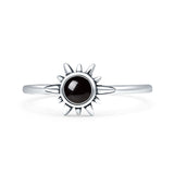Minimalist 7.4mm Black Onyx Ring 925 Sterling Silver