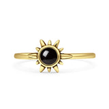 Minimalist 7.4mm Black Onyx Ring 925 Sterling Silver