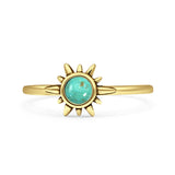 Minimalist 7.4mm Turquoise Ring 925 Sterling Silver