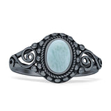 Oxidized Oval Larimar Twisted Ring