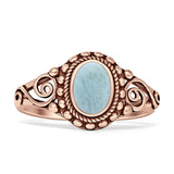 Oxidized Oval Larimar Twisted Ring