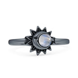 Minimalist 9mm Moonstone Moon Ring 925 Sterling Silver