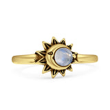 Minimalist 9mm Moonstone Moon Ring 925 Sterling Silver