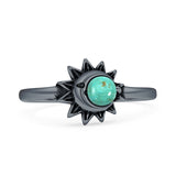 Minimalist 9mm Turquoise Moon Ring 925 Sterling Silver