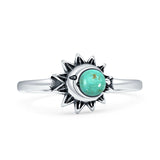 Minimalist 9mm Turquoise Moon Ring 925 Sterling Silver