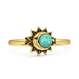 Minimalist 9mm Turquoise Moon Ring 925 Sterling Silver