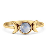 Minimalist 6.2mm Round Moonstone Moon Ring Oxidized 925 Sterling Silver