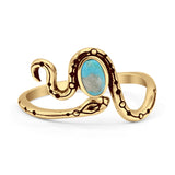Minimalist 11.8mm Oval Turquoise Snake Ring Oxidized 925 Sterling Silver