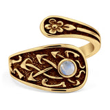 Minimalist 16.4mm Round Moonstone Spoon Ring Oxidized 925 Sterling Silver