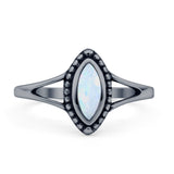 Marquise Lab Created White Opal Ring