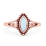 Marquise Lab Created White Opal Ring