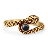 Minimalist 9.5mm Round Black Agate Snake Ring Oxidized 925 Sterling Silver
