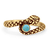 Minimalist 9.5mm Round Turquoise Snake Ring Oxidized 925 Sterling Silver