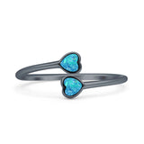 Minimalist 8mm Lab Created Blue Opal Heart Ring 925 Sterling Silver